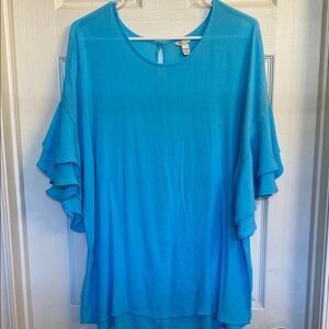Cato Vibrant Blue Layered Sleeve Blouse